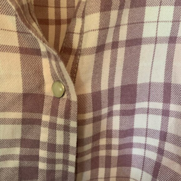 Women’s Jachs Purple &White Plaid Cabincore Flannel LS Button Down Shirt | L NWT - Picture 4 of 6